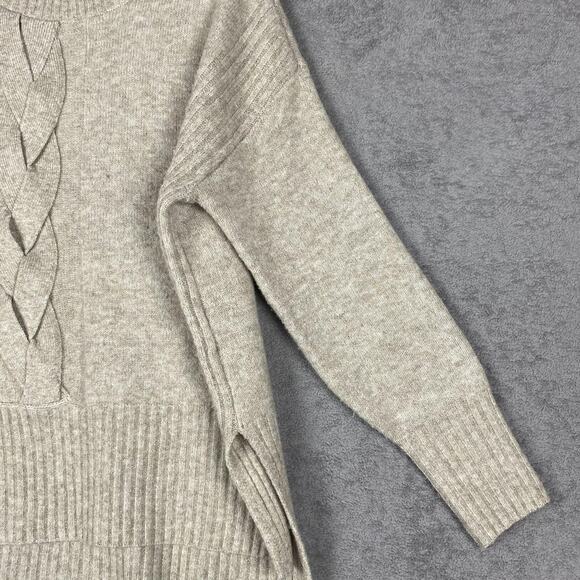 Simply Vera Vera Wang Sweater Womens Medium Gray Cable Knit Mock Neck Pullover - Picture 4 of 16